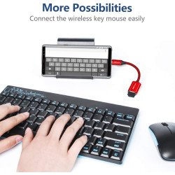 JSAUX Adaptateur USB A vers USB C, Adaptateur de Câble USB C OTG-Rouge