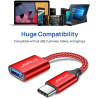 JSAUX Adaptateur USB A vers USB C, Adaptateur de Câble USB C OTG-Rouge