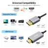 BENFEI 4K Câble DisplayPort vers HDMI 1.8M, [coque en aluminium, nylon tressé], Unidirectionnel câble Display Port vers HDMI com