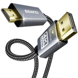 BENFEI Câble DisplayPort vers HDMI 4K 0.9M, DP vers HDMI en Nylon Tressé Compatible avec HP, ThinkPad, AMD, NVIDIA, Ordinateur d