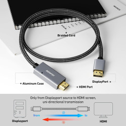 BENFEI Câble DisplayPort vers HDMI 4K 0.9M, DP vers HDMI en Nylon Tressé Compatible avec HP, ThinkPad, AMD, NVIDIA, Ordinateur d