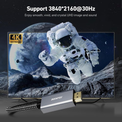 BENFEI 4K Câble DisplayPort vers HDMI 1.8M, [coque en aluminium, nylon tressé], Unidirectionnel Display Port vers HDMI compatibl