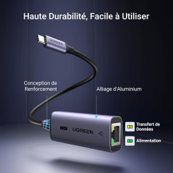 Uvert adaptateur usb c vers rj45 ethernet 2.5 gigabit réseau lan compatible avec iphone 17 pro max air 16 15 macbook air m3 m2 m