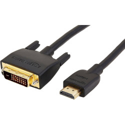 Amazon Basics Câble adaptateur HDMI-A vers DVI, Bidirectionnel 1080P, Plaqué or, 0.9 m, Noir