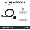 Amazon Basics Câble adaptateur HDMI-A vers DVI (mâle), bidirectionnel 1080p, plaqué or, 1.8 m, pour télévision, noir