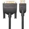 Amazon Basics Câble adaptateur HDMI-A vers DVI (mâle), bidirectionnel 1080p, plaqué or, 1.8 m, pour télévision, noir