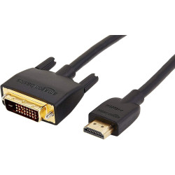 Amazon Basics Câble adaptateur HDMI-A vers DVI, Bidirectionnel 1080P, Plaqué or, 3 m, Noir