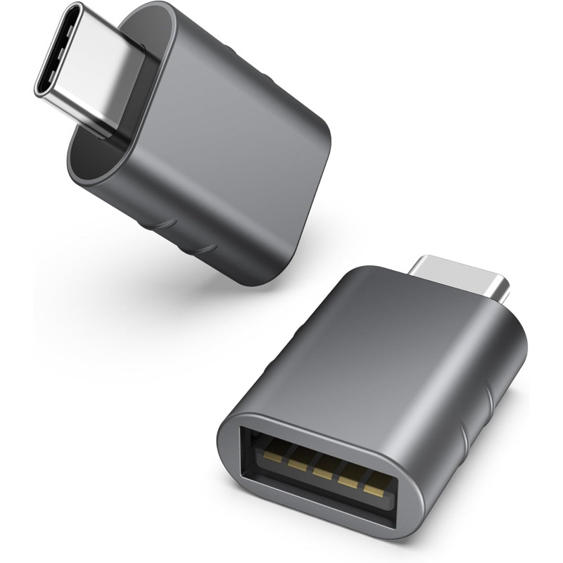 Syntech Adaptateur USB C mâle vers USB 3.2 Femelle 2 Pack, Adaptateur Compatible avec iPhone 17 16 Pro Max MacBook Pro/Air iMac 