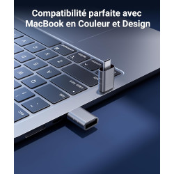 Syntech Adaptateur USB C mâle vers USB 3.2 Femelle 2 Pack, Adaptateur Compatible avec iPhone 17 16 Pro Max MacBook Pro/Air iMac 