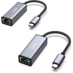 BENFEI Adaptateur USB C vers Ethernet, Lot de 2 USB Type-C (Thunderbolt 3) vers RJ45 Ethernet LAN Adaptateur Compatible pour Mac