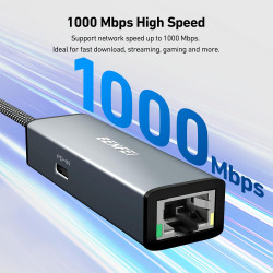 BENFEI Adaptateur USB C vers Ethernet Gigabit avec Alimentation 100 W, Adaptateur réseau Thunderbolt 3/4 vers RJ45 Ethernet LAN 