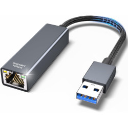 TEFLOTY Adaptateur USB vers Ethernet - USB 3.0 RJ45 Gigabit 1000Mbps, Ethernet LAN Adaptateur Réseau Compatible avec Laptop, Mac