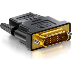 deleyCON Adaptateur HDMI vers DVI (Bidirectionnel) Convertisseur HDMI Femelle vers DVI-D Mâle Plaqué Or - 1920x1200 1080p - pour