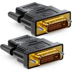 deleyCON 2X Adaptateur HDMI vers DVI (Bidirectionnel) Convertisseur HDMI Femelle vers DVI-D Mâle Plaqué Or - 1920x1200 1080p - p