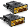 deleyCON 2X Adaptateur HDMI vers DVI (Bidirectionnel) Convertisseur HDMI Femelle vers DVI-D Mâle Plaqué Or - 1920x1200 1080p - p