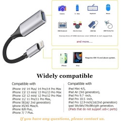 IVSHOWCO Adaptateur Lightning vers USB [certifié Apple MFi] Adaptateur de caméra pour iPhone, iOS OTG Adaptateur de câble Prend 
