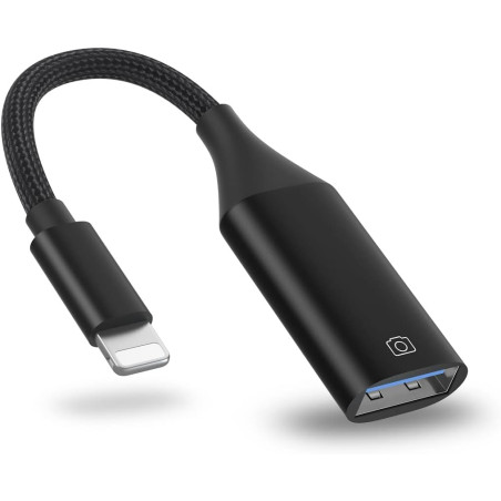 IVSHOWCO Adaptateur de caméra USB pour iPhone, Adaptateur de câble OTG USB Cible pour iPad Prend en Charge la clé USB, Le Lecteu