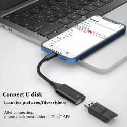 IVSHOWCO Adaptateur de caméra USB pour iPhone, Adaptateur de câble OTG USB Cible pour iPad Prend en Charge la clé USB, Le Lecteu