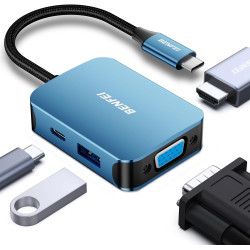 BENFEI Hub USB C vers HDMI VGA, Adaptateur USB C vers USB, Compatible avec MacBook Pro 2021/2020/2019, Surface Book 2, Dell XPS 