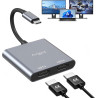 Avigers Répartiteur HDMI 1 en 2 sorties - Adaptateur USB C vers HDMI - 2 moniteurs - Commutateur HDMI avec 2 ports HDMI pour ord
