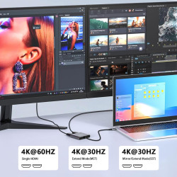Avigers Répartiteur HDMI 1 en 2 sorties - Adaptateur USB C vers HDMI - 2 moniteurs - Commutateur HDMI avec 2 ports HDMI pour ord