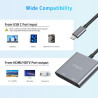 Avigers Répartiteur HDMI 1 en 2 sorties - Adaptateur USB C vers HDMI - 2 moniteurs - Commutateur HDMI avec 2 ports HDMI pour ord