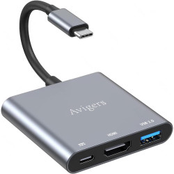 Adaptateur USB C vers HDMI 4K, 3 en1 Multiport Adapter USB C avec HDMI, PD Charge 100W,USB 3.0, USB C hub pour Samsung, MacBook 