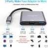 Adaptateur USB C vers HDMI 4K, 3 en1 Multiport Adapter USB C avec HDMI, PD Charge 100W,USB 3.0, USB C hub pour Samsung, MacBook 