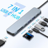 Avigers Hub USB C 7 en 1, 7 en 1, adaptateur multiport USB C avec HDMI 4K, 100 W PD, USB 3.0 et 2.0, lecteur de carte SD/TF pour