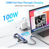 Avigers Hub USB C 7 en 1, 7 en 1, adaptateur multiport USB C avec HDMI 4K, 100 W PD, USB 3.0 et 2.0, lecteur de carte SD/TF pour