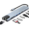 8 en 1 Hub/Adaptateur USB C avec RJ45 Ethernet, 4K HDMI, 100W PD, Lecture de Carte SD/TF, 2 Ports USB 3.0, Type C Adaptateur Mul