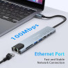 8 en 1 Hub/Adaptateur USB C avec RJ45 Ethernet, 4K HDMI, 100W PD, Lecture de Carte SD/TF, 2 Ports USB 3.0, Type C Adaptateur Mul