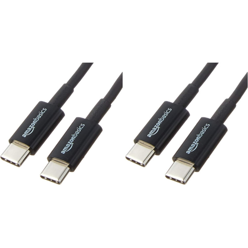 Amazon Basics Câble de Chargement Rapide USB-C vers USB-C 2.0, débit de 480 Mbit/s, certifié USB-If, pour Apple iPhone 16/15, iP