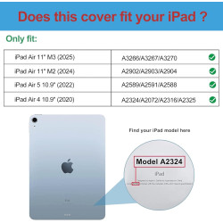 ProCase Coque pour iPad Air 11 Pouces (M3) 2025/(M2) 2024, Air 5ème 2022/4ème 2020 10.9 Pouces, Étui de Protection Anti-Chute, R