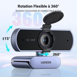 Uvert webcam full hd 1080p 30fps caméra usb pc mise au point fixe deux micro 360 degrés rotation plug play windows macos linux y