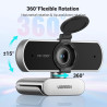 Uvert webcam full hd 1080p 30fps caméra usb pc mise au point fixe deux micro 360 degrés rotation plug play windows macos linux y