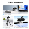 Uvert webcam full hd 1080p 30fps caméra usb pc mise au point fixe deux micro 360 degrés rotation plug play windows macos linux y