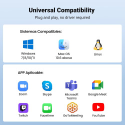 Uvert webcam full hd 1080p 30fps caméra usb pc mise au point fixe deux micro 360 degrés rotation plug play windows macos linux y