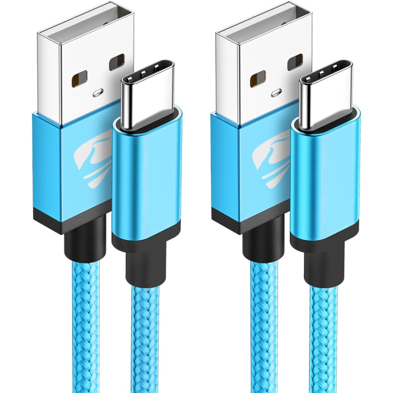Cable USB C, [2M+1M/Lot de 2] Charge Rapide 3A Câble Chargeur Type C Tressé Cordon Cable USB A vers USB C pour Samsung Galaxy S2