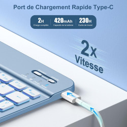 Vobafe Coque Clavier pour iPad A16 11/10 Ème Generation (11 Pouces 2025/10.9 Pouces 2022), Étui Keyboard 7 Couleurs Rétroéclairé