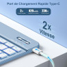 Vobafe Coque Clavier pour iPad A16 11/10 Ème Generation (11 Pouces 2025/10.9 Pouces 2022), Étui Keyboard 7 Couleurs Rétroéclairé