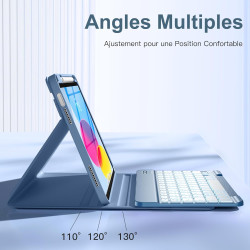Vobafe Coque Clavier pour iPad A16 11/10 Ème Generation (11 Pouces 2025/10.9 Pouces 2022), Étui Keyboard 7 Couleurs Rétroéclairé