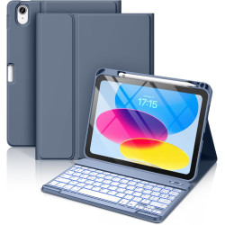 Vobafe Coque Clavier pour iPad A16 11/10 Ème Generation (11 Pouces 2025/10.9 Pouces 2022), Étui Keyboard 7 Couleurs Rétroéclairé