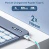 Vobafe Coque Clavier pour iPad A16 11/10 Ème Generation (11 Pouces 2025/10.9 Pouces 2022), Étui Keyboard 7 Couleurs Rétroéclairé