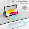 Vobafe Coque Clavier pour iPad A16 11/10 Ème Generation (11 Pouces 2025/10.9 Pouces 2022), Étui Keyboard 7 Couleurs Rétroéclairé