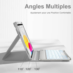 Vobafe Coque Clavier pour iPad A16 11/10 Ème Generation (11 Pouces 2025/10.9 Pouces 2022), Étui Keyboard 7 Couleurs Rétroéclairé