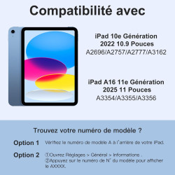 Vobafe Coque Clavier pour iPad A16 11/10 Ème Generation (11 Pouces 2025/10.9 Pouces 2022), Étui Keyboard 7 Couleurs Rétroéclairé