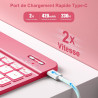 Vobafe Coque Clavier pour iPad A16 11/10 Ème Generation (11 Pouces 2025/10.9 Pouces 2022), Étui Keyboard 7 Couleurs Rétroéclairé