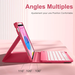 Vobafe Coque Clavier pour iPad A16 11/10 Ème Generation (11 Pouces 2025/10.9 Pouces 2022), Étui Keyboard 7 Couleurs Rétroéclairé