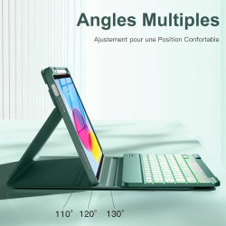 Vobafe Coque Clavier pour iPad A16 11/10 Ème Generation (11 Pouces 2025/10.9 Pouces 2022), Étui Keyboard 7 Couleurs Rétroéclairé